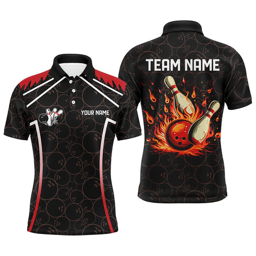 Black camo Bowling League Jerseys For Men Custom Retro Flame Bowling Shirts For Team Bowlers | Red NQS7557