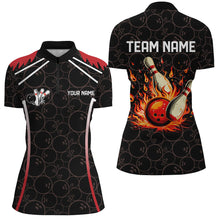 Load image into Gallery viewer, Black camo Bowling League Jerseys For Women Custom Retro Flame Bowling Shirts For Team Bowlers | Red NQS7557