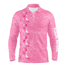 Load image into Gallery viewer, Breast Cancer Awareness golf shirts custom Mens golf polos shirts, pink ribbon golf shirts NQS7711