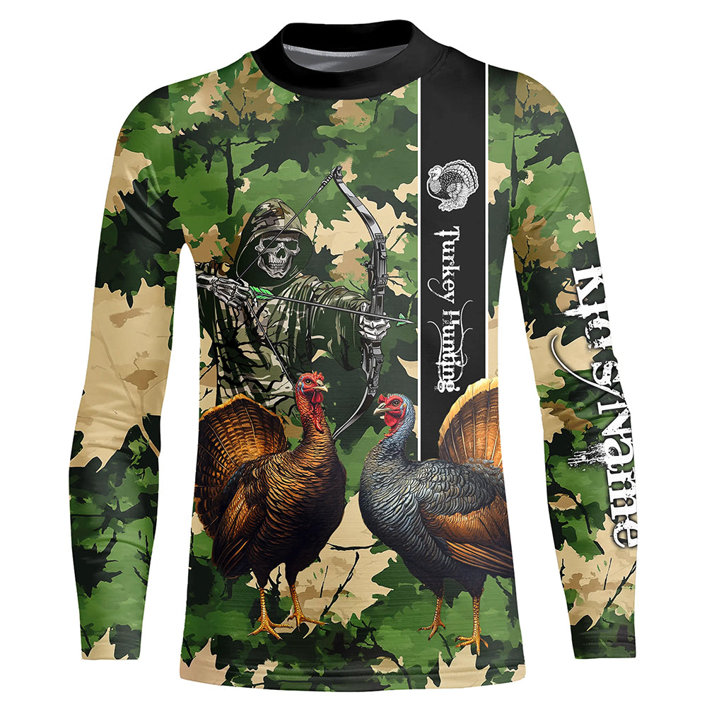Turkey Hunting green camo Custom name 3D All over print hunting shirts NQS2271