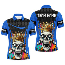Load image into Gallery viewer, Black argyle pattern colorful Skull Custom Bowling Shirt for Men Personalized Bowling Team Jerseys NQS8380
