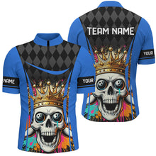 Load image into Gallery viewer, Black argyle pattern colorful Skull Custom Bowling Shirt for Men Personalized Bowling Team Jerseys NQS8380
