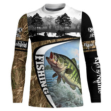 Load image into Gallery viewer, Largemouth bass fishing camo Custom UV protection long sleeves fishing shirt, fishing gifts NQS921