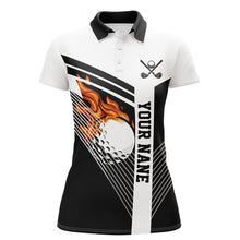 Load image into Gallery viewer, Black and White Flame Golf Ball Women golf polo shirt custom ladies golf tops unique golf gifts NQS8832