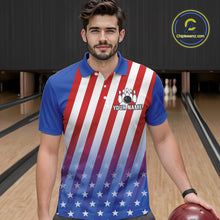 Load image into Gallery viewer, Red, White and Blue US Flag Bowling Shirts for Men Custom Patriotic Bowling Team Jerseys NQS11148