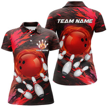 Load image into Gallery viewer, Women bowling polo shirts Custom red light camo Bowling Team league Jerseys, bowling gifts for bowlers NQS7379