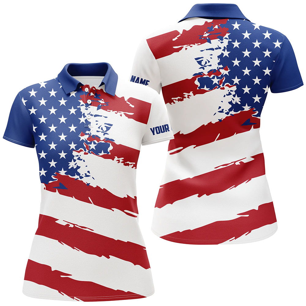 American flag golf clubs patriotic custom name Womens golf polo shirts team ladies golf tops NQS5597