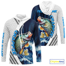Load image into Gallery viewer, Blue and White Camo Crappie fishing Custom name sun protection Crappie fishing team jerseys NQS10555