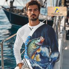 Load image into Gallery viewer, Blue and White Camo Crappie fishing Custom name sun protection Crappie fishing team jerseys NQS10555