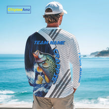 Load image into Gallery viewer, Blue and White Camo Crappie fishing Custom name sun protection Crappie fishing team jerseys NQS10555