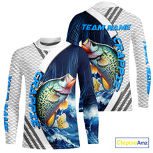 Load image into Gallery viewer, Blue and White Camo Crappie fishing Custom name sun protection Crappie fishing team jerseys NQS10555