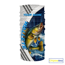 Load image into Gallery viewer, Blue and White Camo Walleye fishing Custom name sun protection Walleye fishing team jerseys NQS10556