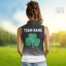 Load image into Gallery viewer, Green clover Golf Ball Women&#39;s Sleeveless polo golf shirts Custom St Patrick team golf top for ladies NQS10777