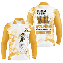 Load image into Gallery viewer, Funny Golf and beer Mens golf polo shirts custom Weekend forecast golfing with a chance of drinking NQS8834