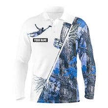Load image into Gallery viewer, Blue Camo Mens Disc golf polo shirts custom disc golf jersey, mens disc golf apparel NQS9301