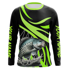 Load image into Gallery viewer, Personalized Crappie Long Sleeve Fishing Shirts, Crappie Tournament Fishing Jerseys | Green NQS7391