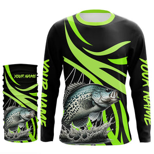 Personalized Crappie Long Sleeve Fishing Shirts, Crappie Tournament Fishing Jerseys | Green NQS7391