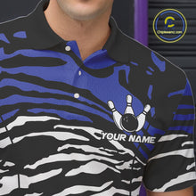 Load image into Gallery viewer, Blue, Yellow and White Tiger Skin Pattern Bowling Shirts For Men Custom Bowling Team jerseys NQS9803
