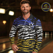 Load image into Gallery viewer, Blue, Yellow and White Tiger Skin Pattern Bowling Shirts For Men Custom Bowling Team jerseys NQS9803