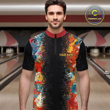 Load image into Gallery viewer, Colorful bowling jerseys Bowling Polo, 1/4 Zip Shirt for Men Custom Bowling Team shirts for bowlers NQS10566