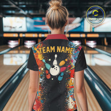 Load image into Gallery viewer, Colorful bowling jerseys Bowling Shirts for Women Custom Retro Bowling Team shirts for bowlers NQS10566