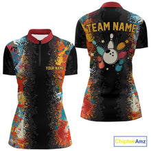 Load image into Gallery viewer, Colorful bowling jerseys Bowling Shirts for Women Custom Retro Bowling Team shirts for bowlers NQS10566