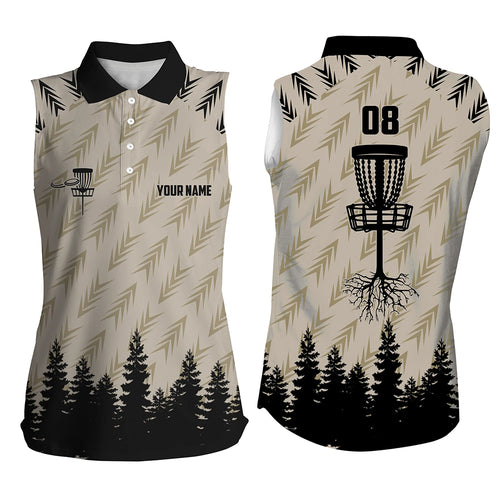 Womens disc golf sleeveless polo shirt custom disc golf basket camo Woods lady disc golf jerseys NQS6049