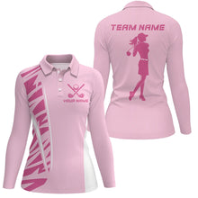 Load image into Gallery viewer, Pink Women golf polo shirts custom pink golf outfit women, women&#39;s golf apparel NQS8389