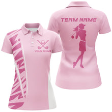 Load image into Gallery viewer, Pink Women golf polo shirts custom pink golf outfit women, women&#39;s golf apparel NQS8389