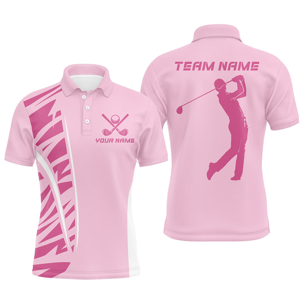 Pink Men golf polo shirts custom mens pink golf shirts golf outfits for men NQS8389