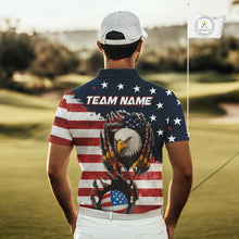 Load image into Gallery viewer, Vintage American Flag Eagle Mens golf polo shirts Custom Patriotic Team Golf top for men NQS10570