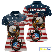 Load image into Gallery viewer, Vintage American Flag Eagle Womens golf polo shirts Custom Patriotic Team Golf top for ladies NQS10570