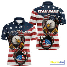 Load image into Gallery viewer, Vintage American Flag Eagle Mens golf polo shirts Custom Patriotic Team Golf top for men NQS10570