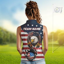 Load image into Gallery viewer, Vintage American Flag Eagle Womens Sleeveless polo shirts Custom Patriotic Team Golf top for ladies NQS10570
