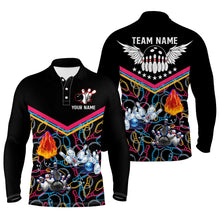 Load image into Gallery viewer, Multicolor black personalized bowling shirt for men – custom name design side view