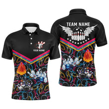 Load image into Gallery viewer, Custom Multicolor black bowling shirt for men – personalized team jersey front view