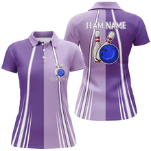 Load image into Gallery viewer, Personalized Purple Retro Bowling Polo, Quarter Zip shirt For women custom vintage bowling team jersey NQS7578