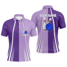 Load image into Gallery viewer, Personalized Purple Retro Bowling Polo, Quarter Zip shirt For Men custom vintage bowling team jersey NQS7578