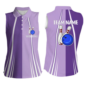 Personalized Purple Retro Bowling Sleeveless Polos shirts custom vintage bowling team jersey NQS7578