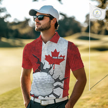 Load image into Gallery viewer, Vintage Canadian Flag broken golf ball Mens Golf polo shirts Custom patriotic Golf attire For Mens NQS10050