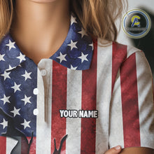 Load image into Gallery viewer, Vintage American Flag broken golf ball Women Golf polo shirts Custom patriotic Golf attire For ladies NQS10051