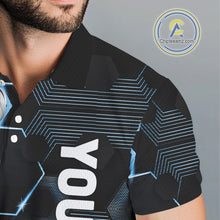 Load image into Gallery viewer, Blue and Black golf clubs Mens golf polo shirts custom name golf outfit men, personalized golf gifts NQS10212