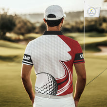 Load image into Gallery viewer, Red &amp; white golf ball short sleeve, long sleeve golf polo shirts custom name golf gifts for men NQS10215