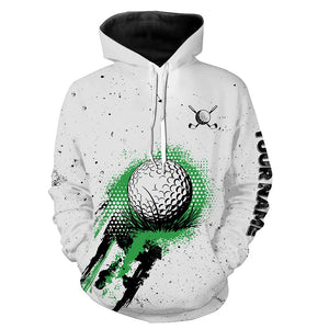 White Grunge Pattern golf Hoodies custom vintage green golf apparel, golfer gifts NQS8399