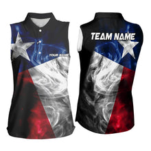 Load image into Gallery viewer, Smoke Texas Flag Black Bowling Sleeveless Polo shirt Custom patriotic Team bowling jersey NQS9631