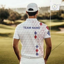 Load image into Gallery viewer, Red, White and Blue argyle American Flag Mens golf polo shirt custom patriotic golf apparel for men NQS9814