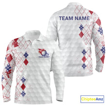 Load image into Gallery viewer, Red, White and Blue argyle American Flag Mens golf polo shirt custom patriotic golf apparel for men NQS9814