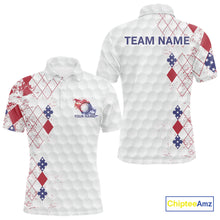 Load image into Gallery viewer, Red, White and Blue argyle American Flag Mens golf polo shirt custom patriotic golf apparel for men NQS9814