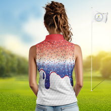 Load image into Gallery viewer, Red, white and blue dripping candy Women Sleeveless polos shirt Custom funny Golf attire For Women NQS10058
