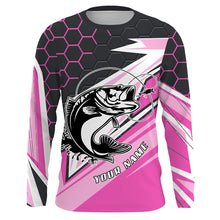 Load image into Gallery viewer, Largemouth Bass Fishing tattoo Customize UV protection long sleeves fishing shirts, Bass pink jerseys NQS5860